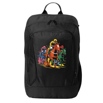 Vintage Horse Racing Painting Horse And Derby Lovers City Backpack