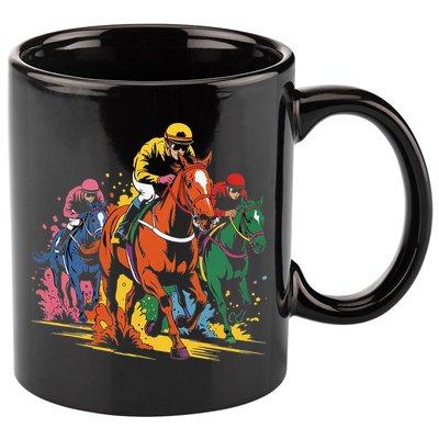 Vintage Horse Racing Painting Horse And Derby Lovers 11oz C Handle Ceramic Mug