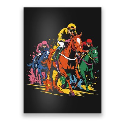 Vintage Horse Racing Painting Horse And Derby Lovers Poster