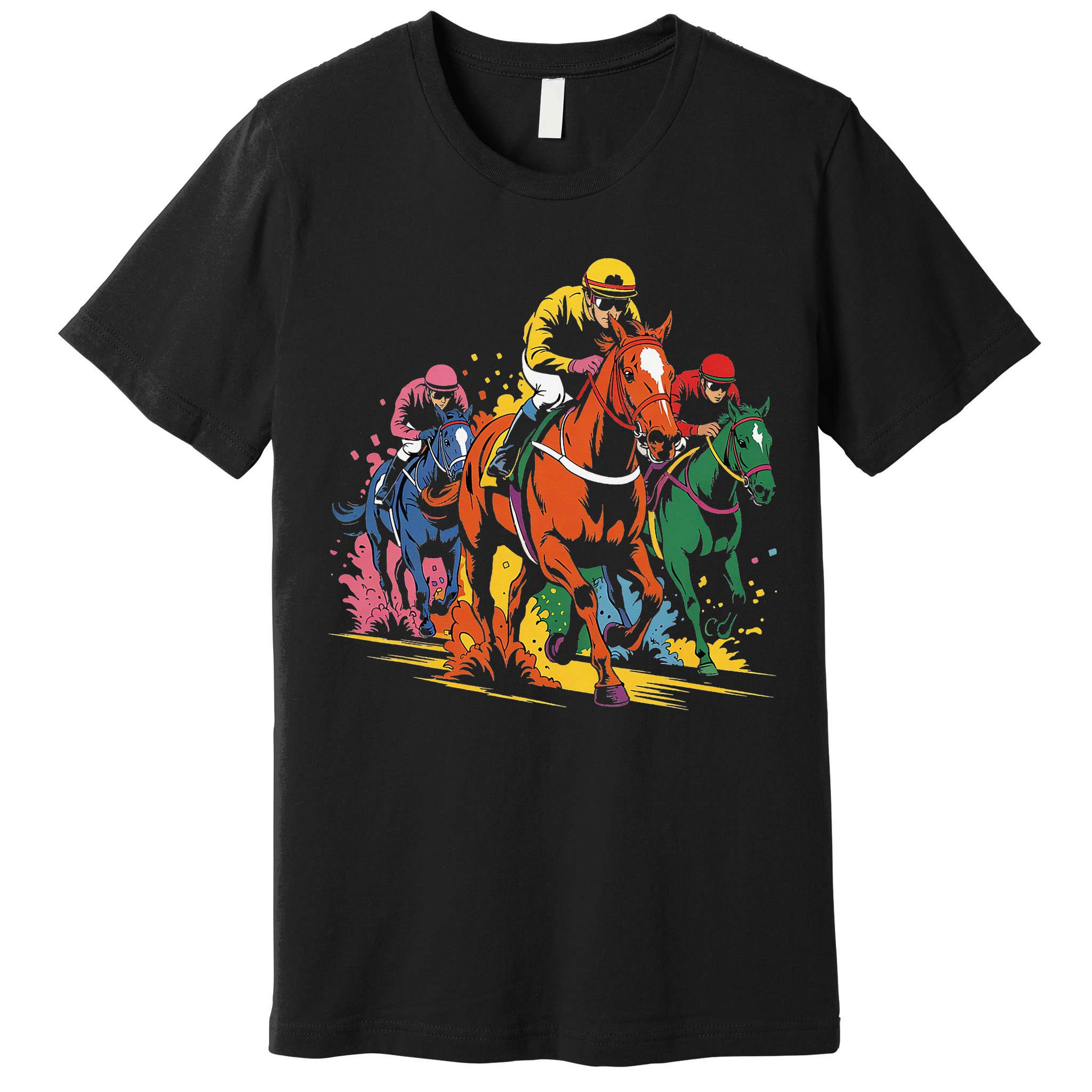 Vintage Horse Racing Painting Horse And Derby Lovers Premium T-Shirt