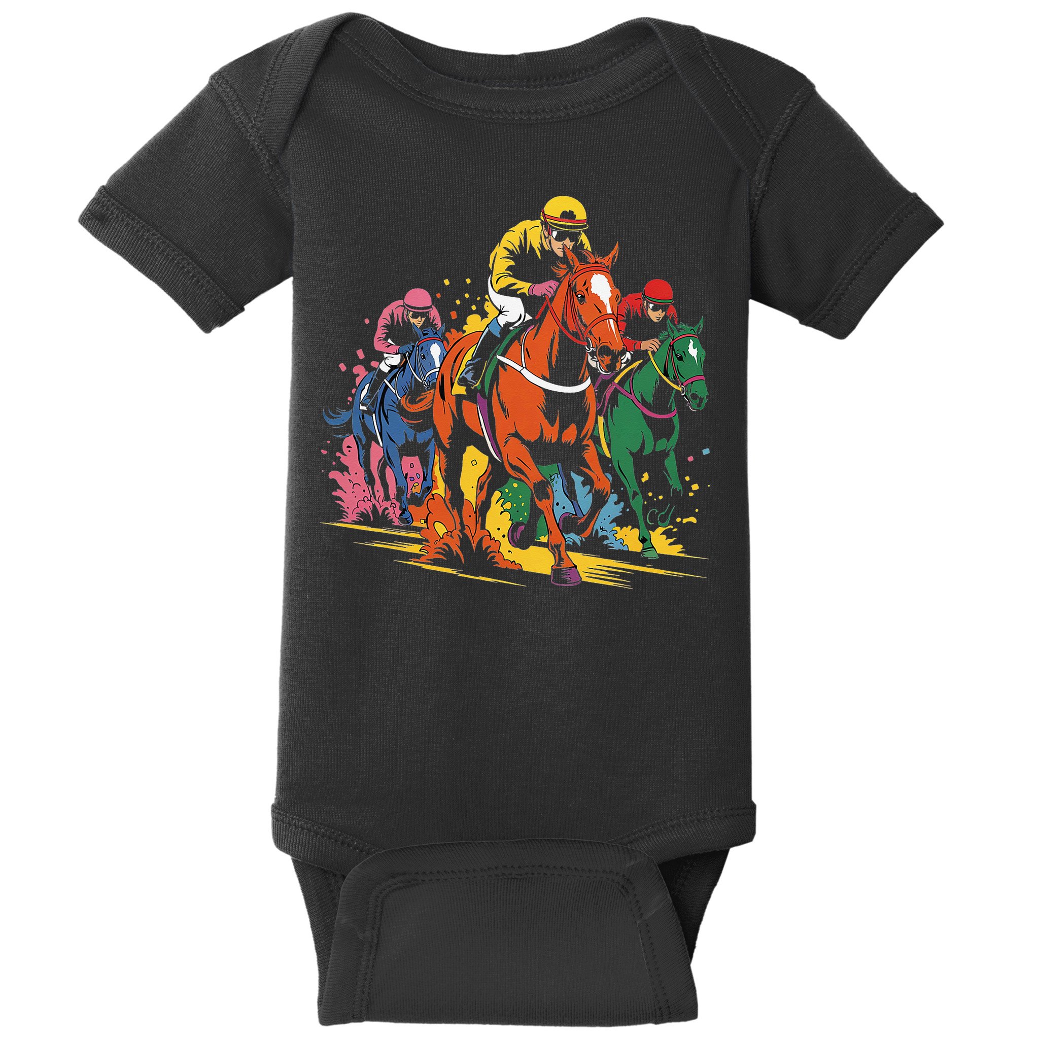 Vintage Horse Racing Painting Horse And Derby Lovers Baby Bodysuit