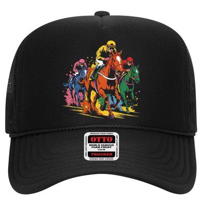 Vintage Horse Racing Painting Horse And Derby Lovers Hat