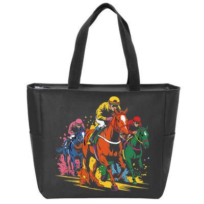 Vintage Horse Racing Painting Horse And Derby Lovers Zip Tote Bag