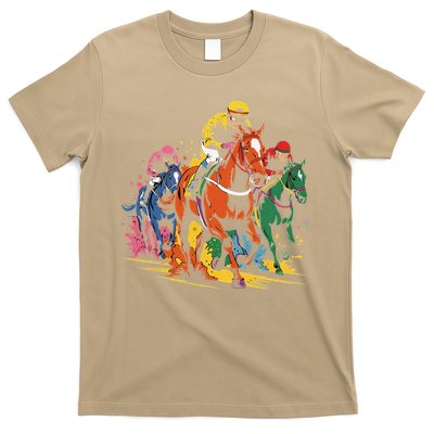 Vintage Horse Racing Painting Horse And Derby Lovers T-Shirt