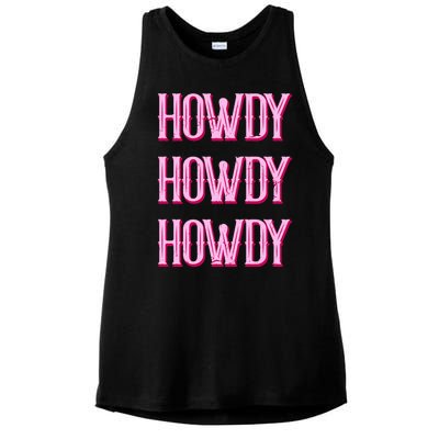 Vintage Howdy Rodeo Western Country Southern Cowgirl Ladies PosiCharge Tri-Blend Wicking Tank