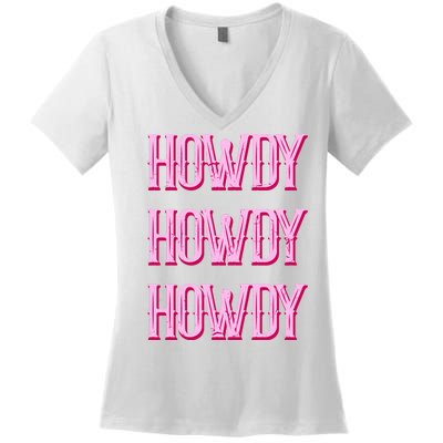 Vintage Howdy Rodeo Western Country Southern Cowgirl Women's V-Neck T-Shirt