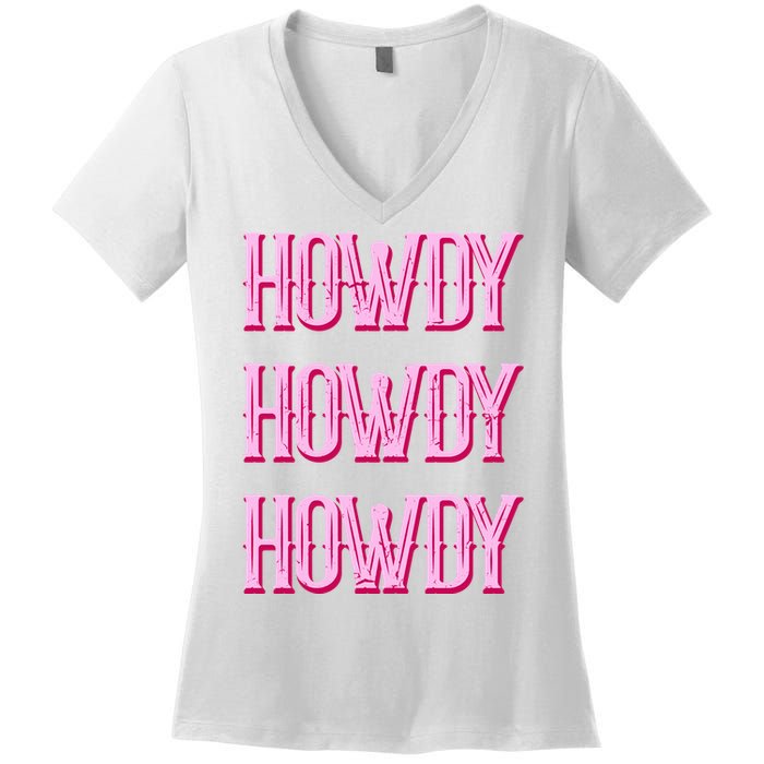 Vintage Howdy Rodeo Western Country Southern Cowgirl Women's V-Neck T-Shirt