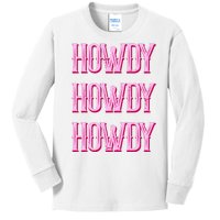 Vintage Howdy Rodeo Western Country Southern Cowgirl Kids Long Sleeve Shirt