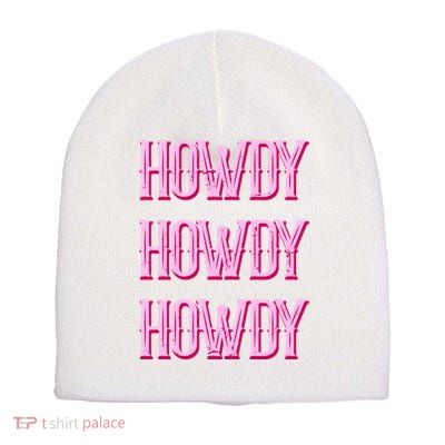 Vintage Howdy Rodeo Western Country Southern Cowgirl Short Acrylic Beanie