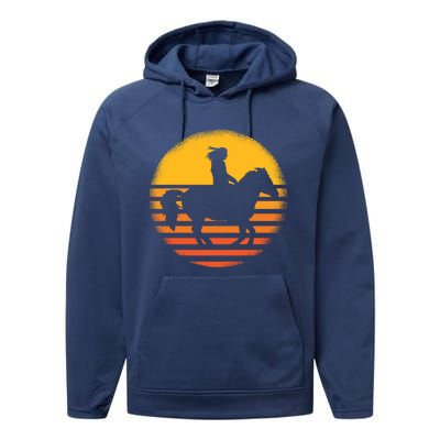 Vintage Horse Riding Equestrian Gift Performance Fleece Hoodie