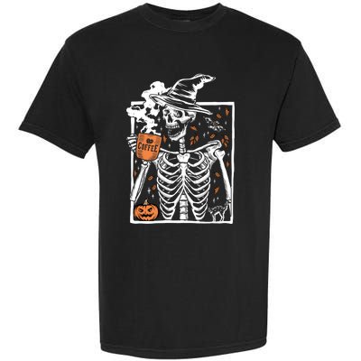 Vintage Halloween Skeleton Ing Coffee Smiling Skull Cool Gift Garment-Dyed Heavyweight T-Shirt