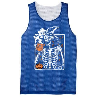 Vintage Halloween Skeleton Ing Coffee Smiling Skull Cool Gift Mesh Reversible Basketball Jersey Tank