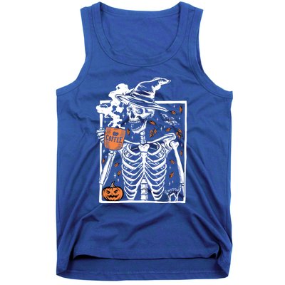 Vintage Halloween Skeleton Ing Coffee Smiling Skull Cool Gift Tank Top