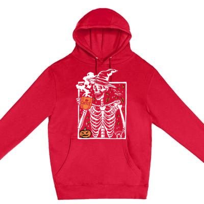 Vintage Halloween Skeleton Ing Coffee Smiling Skull Cool Gift Premium Pullover Hoodie