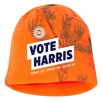 Vote Harris Stand Up Speak Up Show Up Trump Is A Scab Kati - Camo Knit Beanie