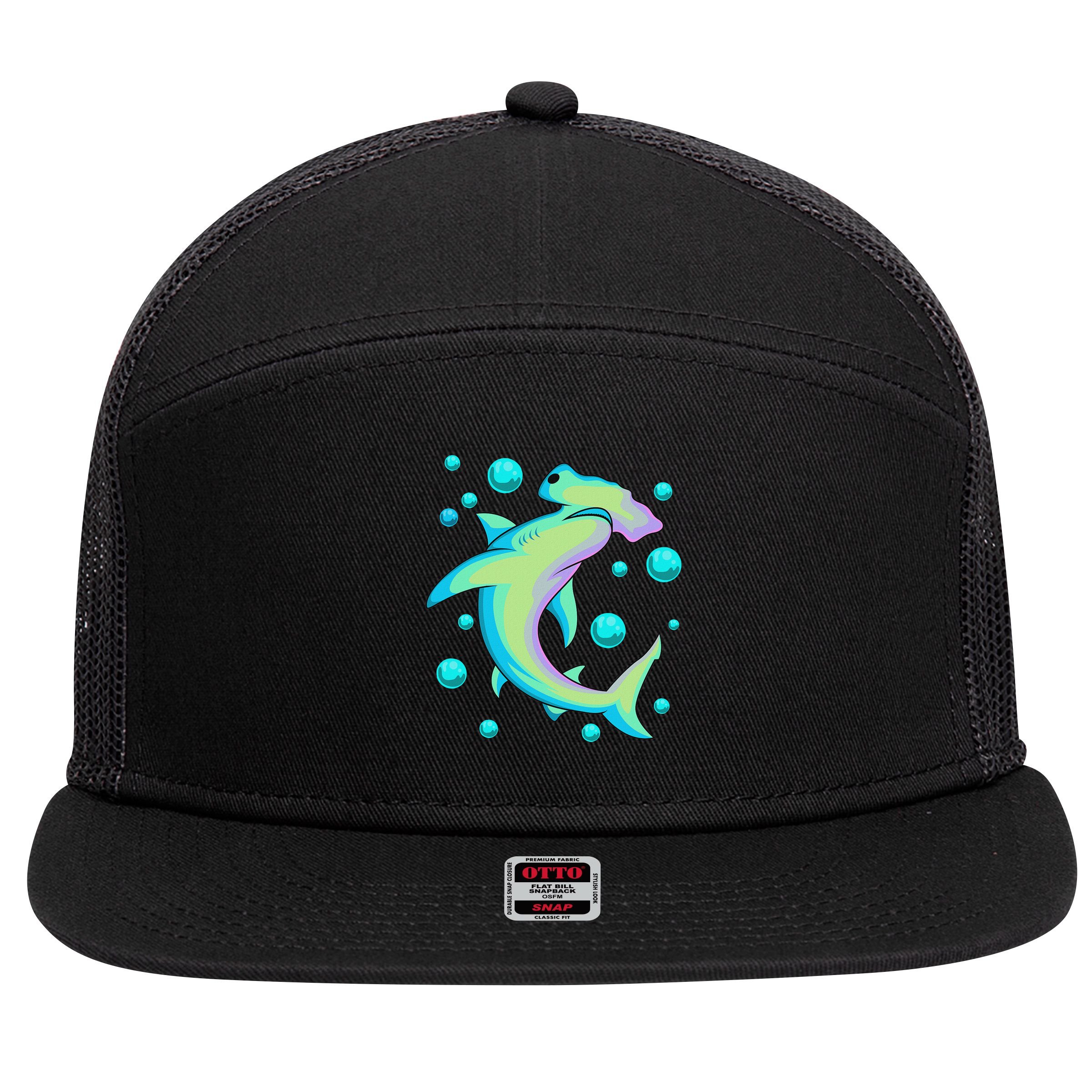 Vintage Hammerhead Shark 7 Panel Mesh Trucker Snapback Hat