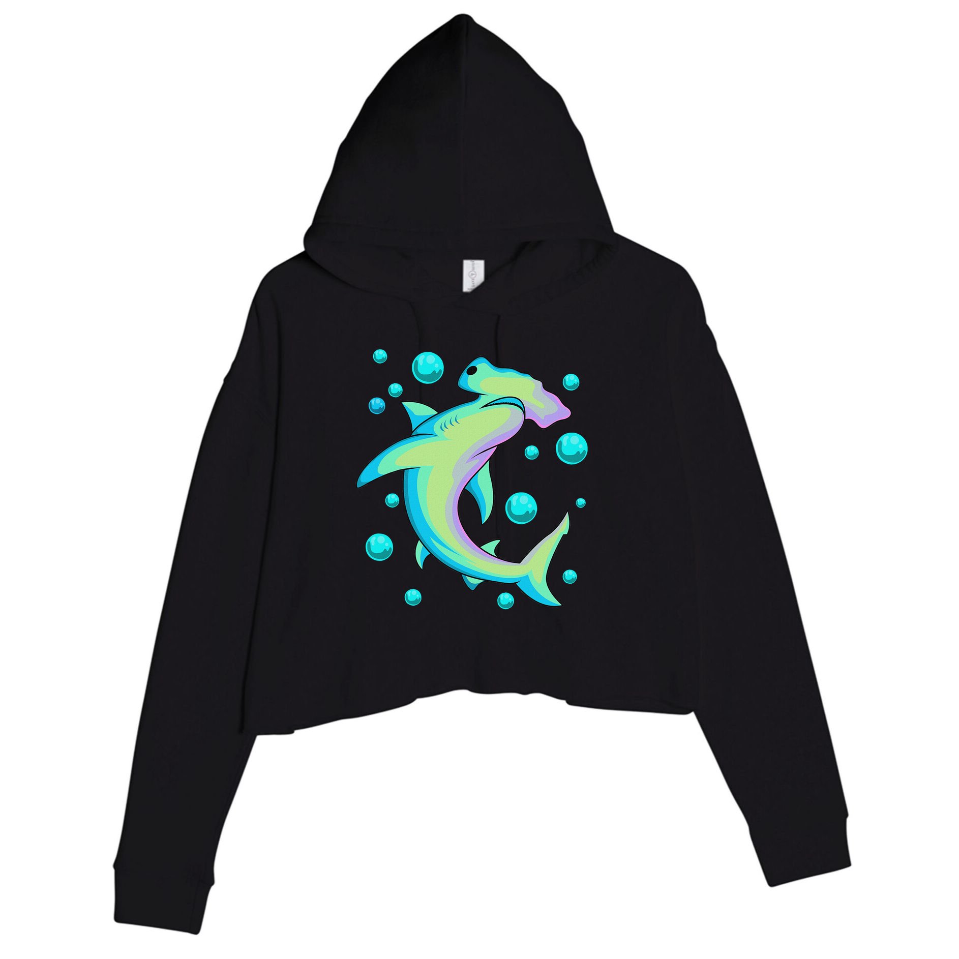 Vintage Hammerhead Shark Crop Fleece Hoodie