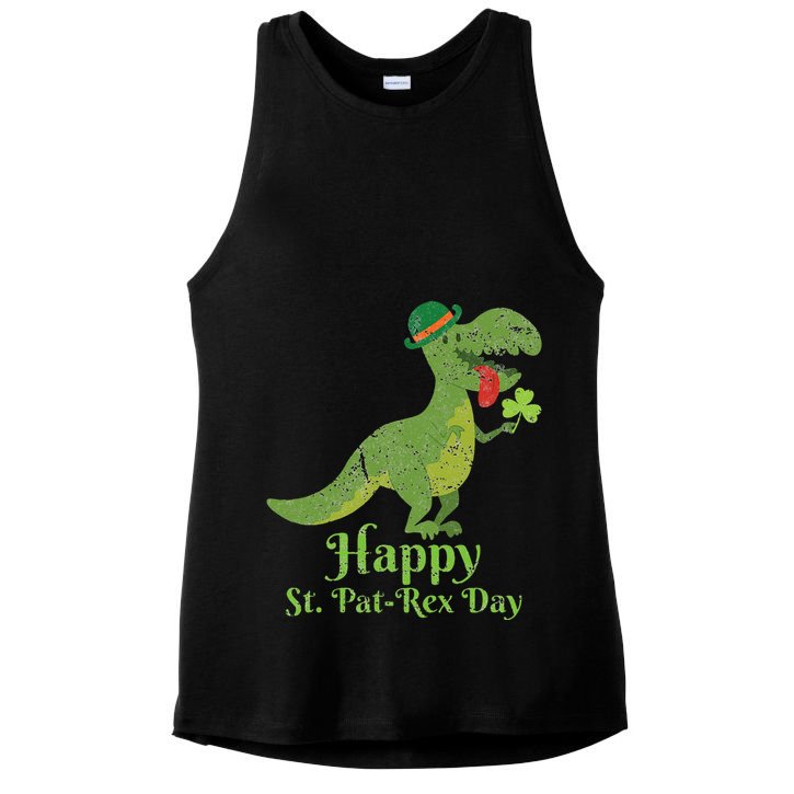 Vintage Happy Saint Pat Rex St. Patrick's Day TRex Dinosaur Gift Ladies PosiCharge Tri-Blend Wicking Tank