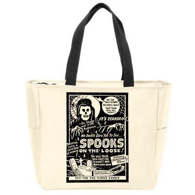 Vintage Halloween Skeleton Horror Movie Midnight Spook Show Zip Tote Bag