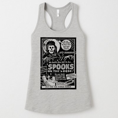 Vintage Halloween Skeleton Horror Movie Midnight Spook Show Womens Tank Top