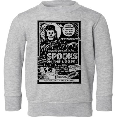 Vintage Halloween Skeleton Horror Movie Midnight Spook Show Toddler Sweatshirt