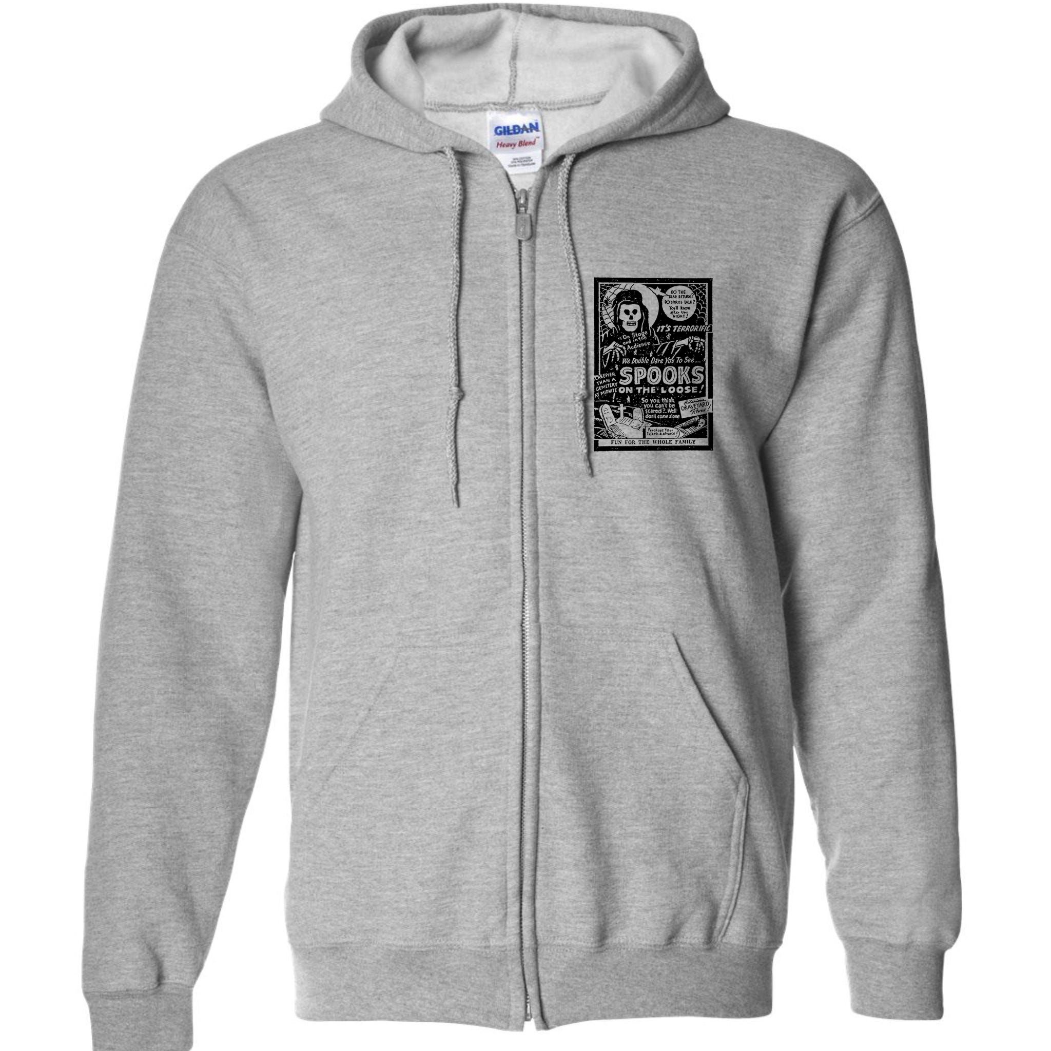 Vintage Halloween Skeleton Horror Movie Midnight Spook Show Full Zip Hoodie