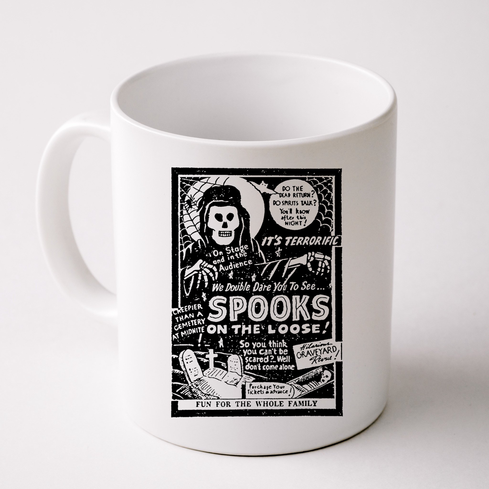 Vintage Halloween Skeleton Horror Movie Midnight Spook Show Mug