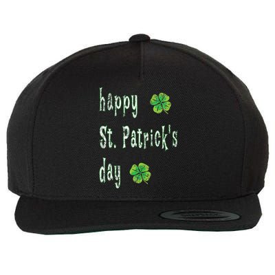 Vintage Happy St. Patrick's Day March 17th Saint Paddy Print Wool Snapback Cap