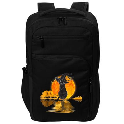 Vintage Halloween Scary Black Cat Witch Hat Moon Witchy Impact Tech Backpack