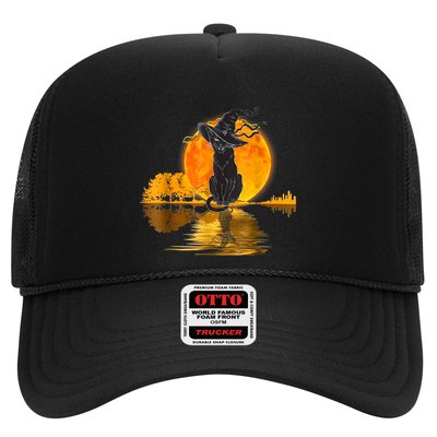 Vintage Halloween Scary Black Cat Witch Hat Moon Witchy Trucker Hat