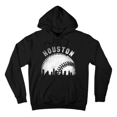 Vintage Houston Skyline City Baseball Tall Hoodie