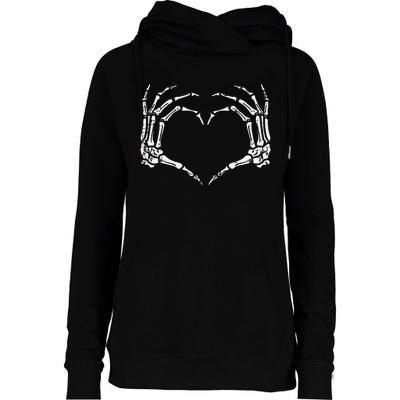 Vintage Halloween Skeleton Heart Sign Costume Womens Funnel Neck Pullover Hood