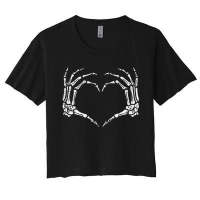 Vintage Halloween Skeleton Heart Sign Costume Women's Crop Top Tee