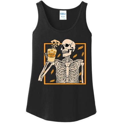 Vintage Halloween Skeleton Pumpkin Spice Latte Syrup Creamer Ladies Essential Tank