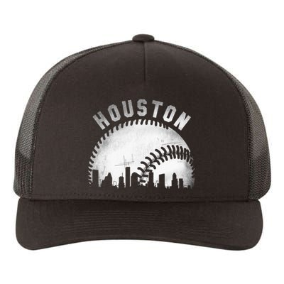 Vintage Houston Skyline City Baseball Yupoong Adult 5-Panel Trucker Hat