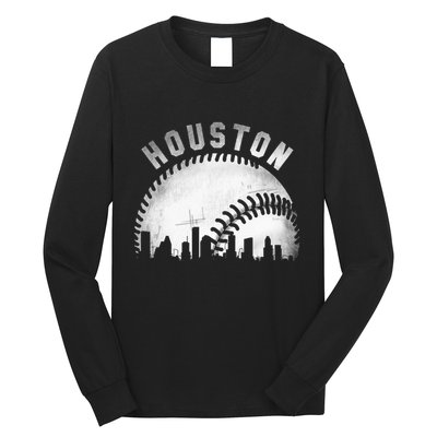 Vintage Houston Skyline City Baseball Long Sleeve Shirt