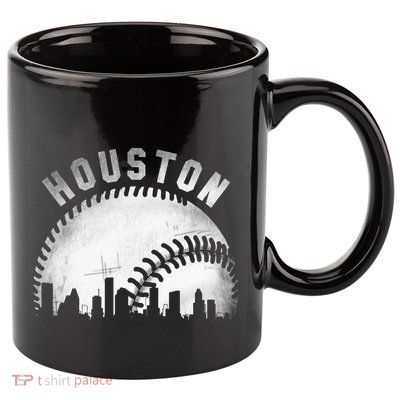 Vintage Houston Skyline City Baseball 11oz C Handle Ceramic Mug
