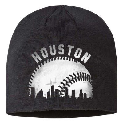 Vintage Houston Skyline City Baseball Sustainable Beanie