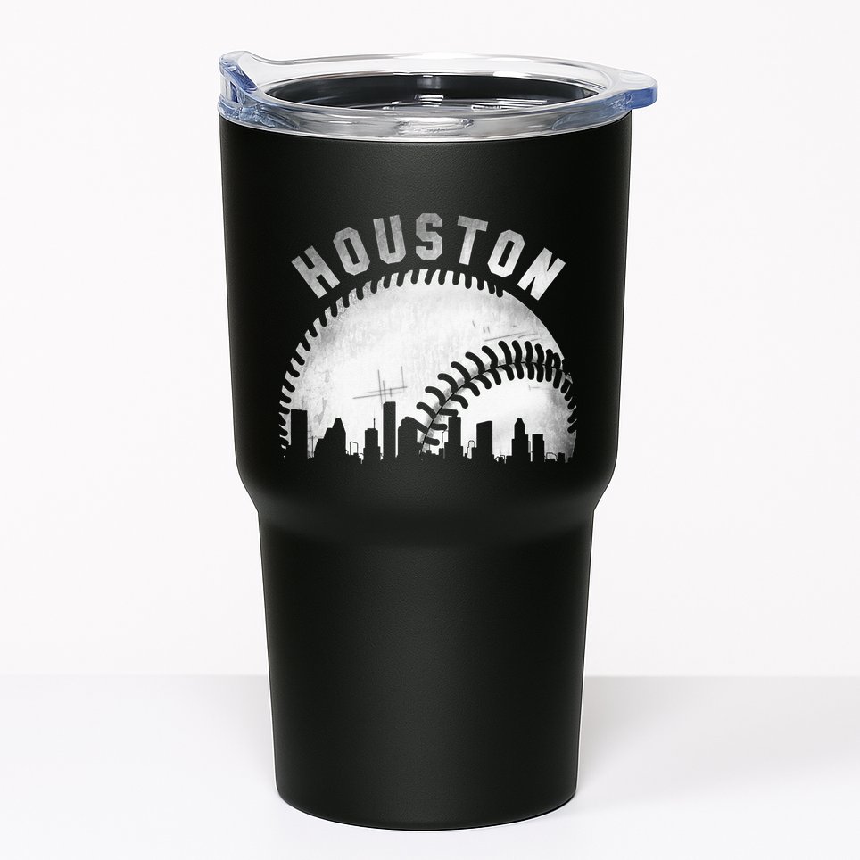 Vintage Houston Skyline City Baseball Tumbler