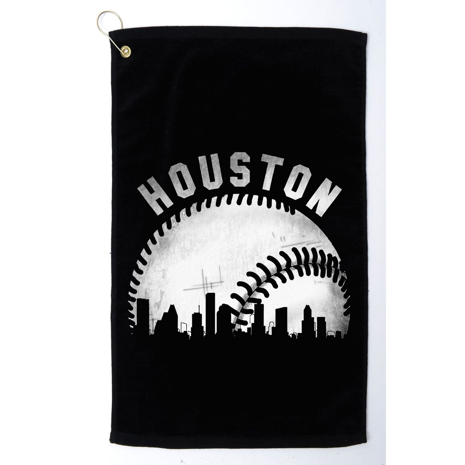 Vintage Houston Skyline City Baseball Golf Towel