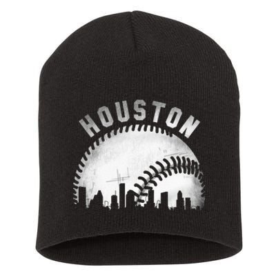 Vintage Houston Skyline City Baseball Short Acrylic Beanie