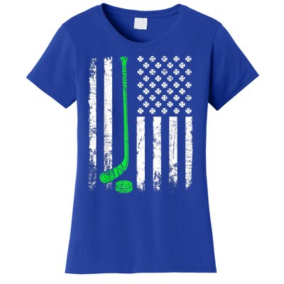 Vintage Hockey St Patricks Day American Flag Shamrock Great Gift Women's T-Shirt