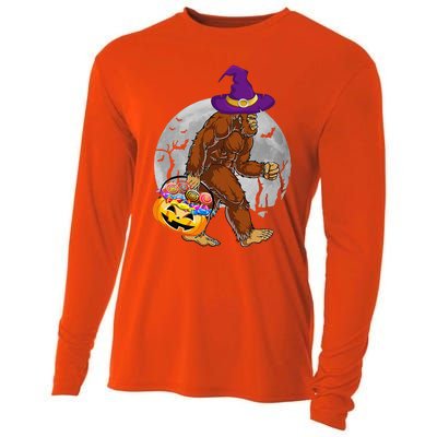 Vintage Halloween Scary Bigfoot Witch Hat Moon Witchy Gift Cooling Performance Long Sleeve Crew