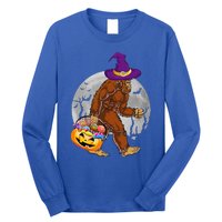 Vintage Halloween Scary Bigfoot Witch Hat Moon Witchy Gift Long Sleeve Shirt