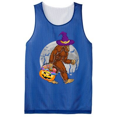 Vintage Halloween Scary Bigfoot Witch Hat Moon Witchy Gift Mesh Reversible Basketball Jersey Tank