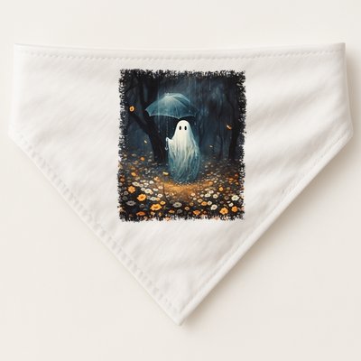 Vintage Halloween Spooky Ghost In The Forest Umbrella Gothic USA-Made Doggie Bandana