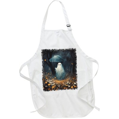 Vintage Halloween Spooky Ghost In The Forest Umbrella Gothic Apron