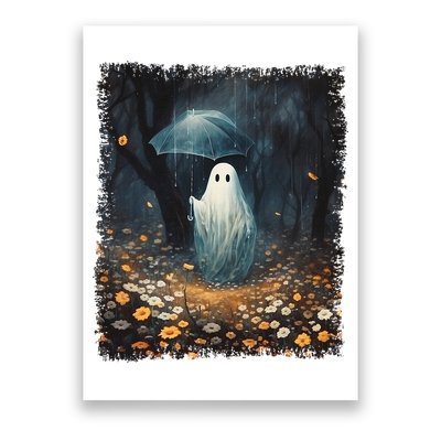 Vintage Halloween Spooky Ghost In The Forest Umbrella Gothic Poster