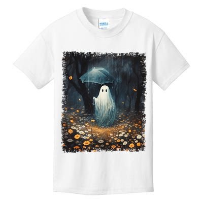Vintage Halloween Spooky Ghost In The Forest Umbrella Gothic Kids T-Shirt