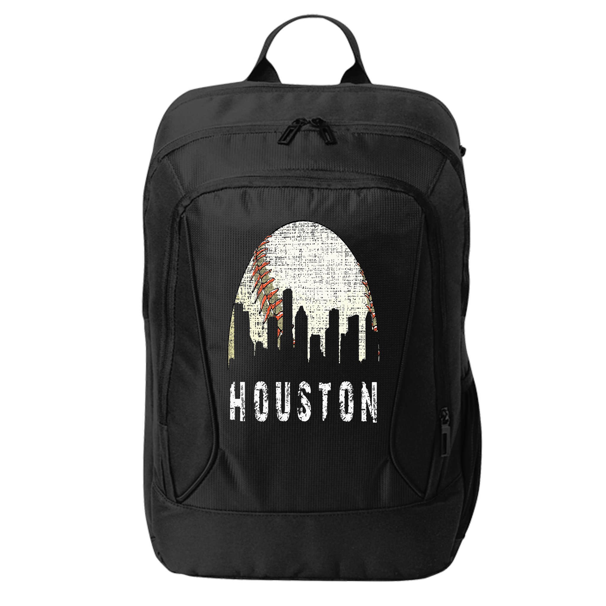 Vintage Houston Skyline City Baseball  Met At Gameday City Backpack